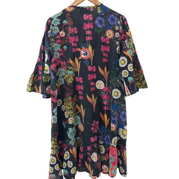 Cynthia Rowley Pleated Button Up Flutter Sleeve Dress Multi Size Medium Long - Picture 4 of 11